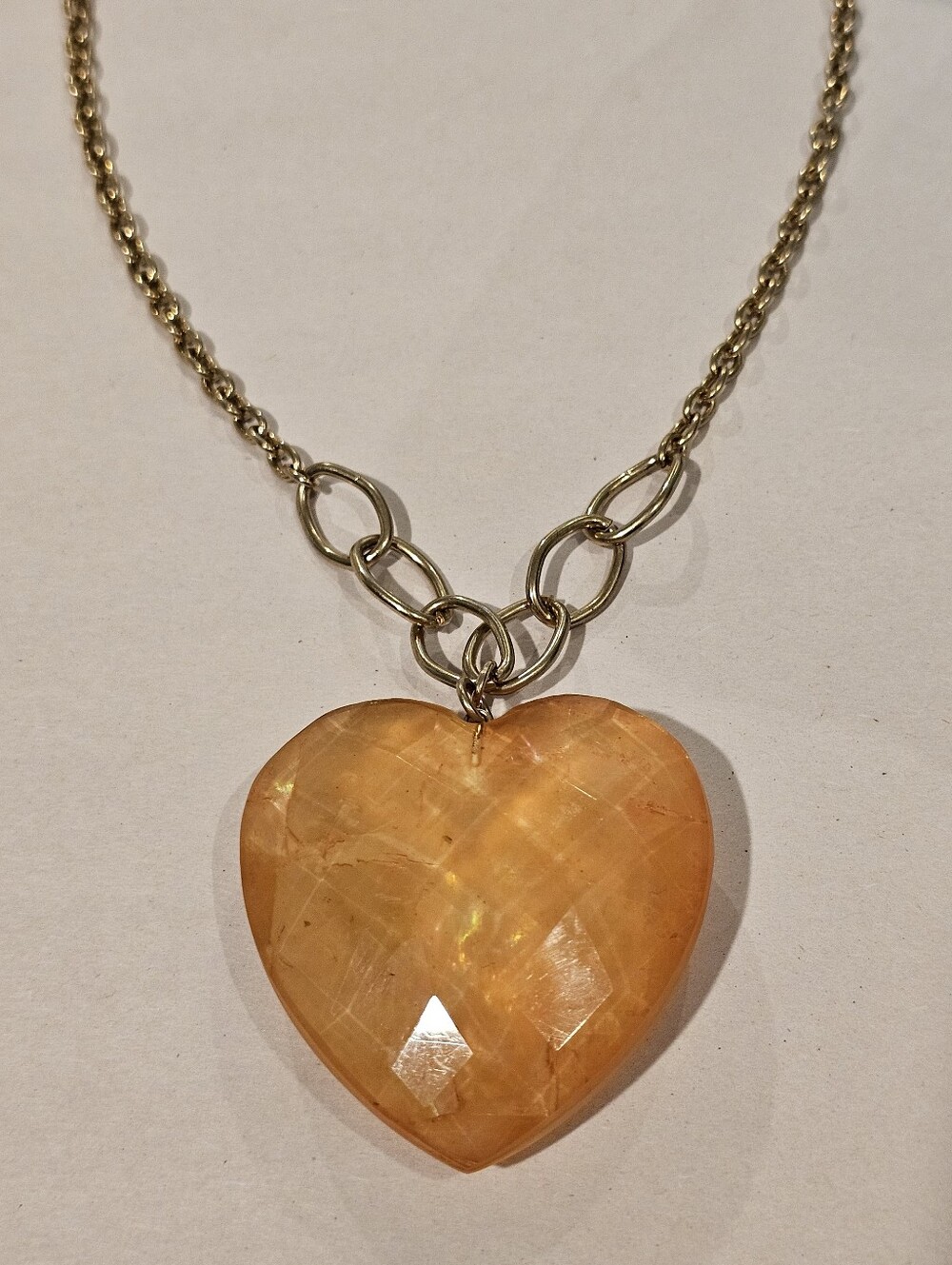 Jennifer Lopez Orange Heart Pendant Necklace